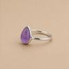 Purple Amethyst Pear Shape Statement Ring 7x10mm, 925 Sterling Silver Ring, Handmade Boho Jewelry for Women