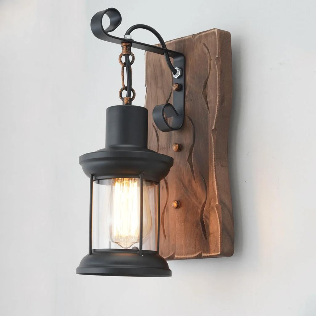 Vintage Wooden Wall Lamp E27 Industrial Restaurant Living Room Creative Corridor Corridor Background Wall Decoration Lamp