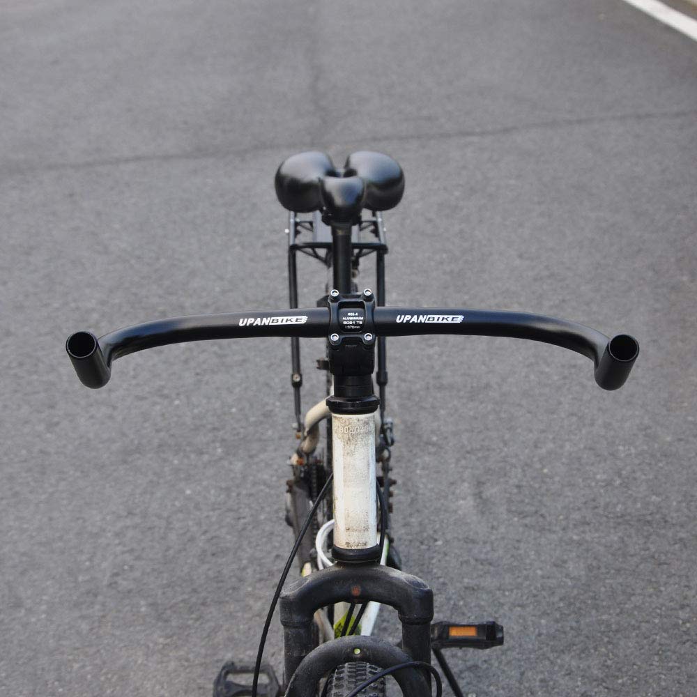 UPANBIKE Bullhorn Mountain Road Bike Lenker Fixed Gear Bike Schwarzer Lenker, Fahrrad, Lenker, 25.4mm, 37cm, Enden, Lenker,