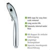 WENKO Ensemble de Douche BASIC | Douchette à main + Flexible 150 cm Inox | Pommeau 5 Jets &amp; Buses Anti-Calcaire | Chromé | Ø9,5 cm