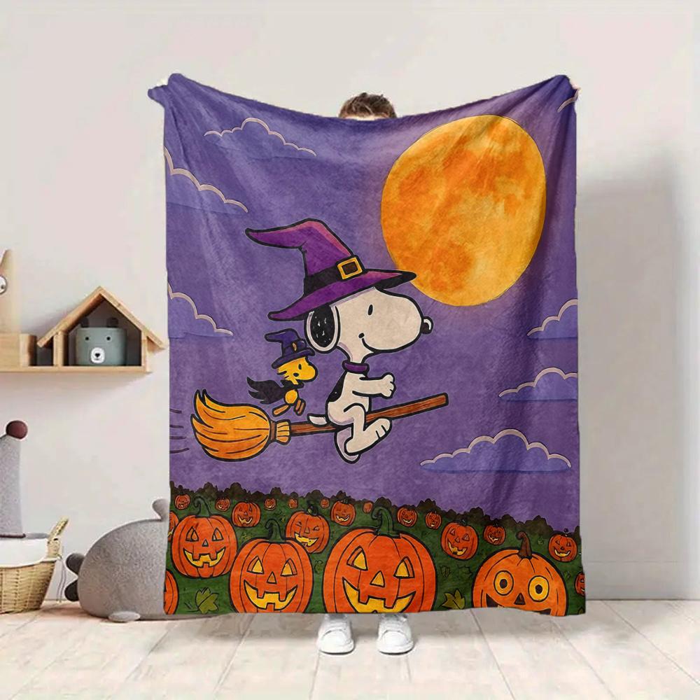 1Pc Snoopy'S Halloween Adventure Blanket Soft And Comfortable Casual Warm Camping Travel Christmas Halloween Gift M91797
