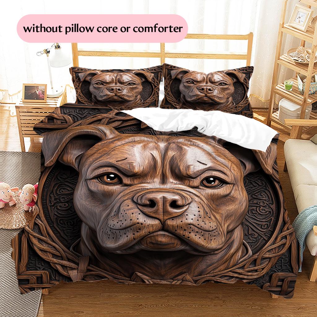 Vintage Pitbull Pattern Bedding Home Decoration Birthday Gift (1 * duvet cover + 2 * pillowcase, without core)
