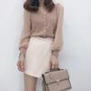 Clothe Women's Spring Autumn Style Chiffon Blouses Shirt Women's Knitted Button Long Sleeve Solid Color Lace Patchwork Tops