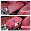 FRYX3 Car Armrest Box Pad Sheepskin Bark Auto Armrest Storage Cushion For Ford Fiesta Ranger Mondeo Escape Ecosport Fusion Explorer