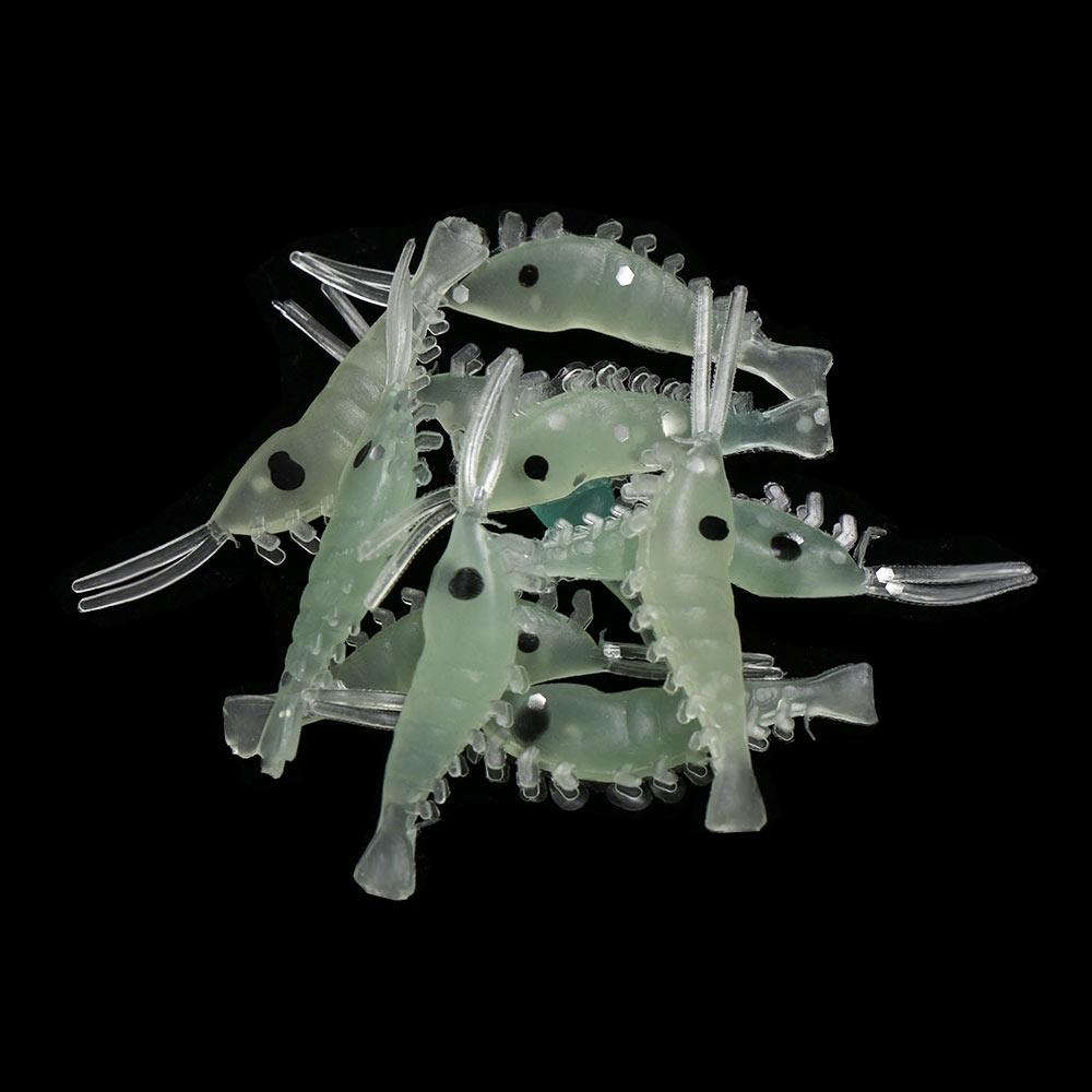 New 3cm Creative Soft Sea Fishing Shrimp Fake Bait Hook Worm Silicone Luminous Shrimp Fishing Lures