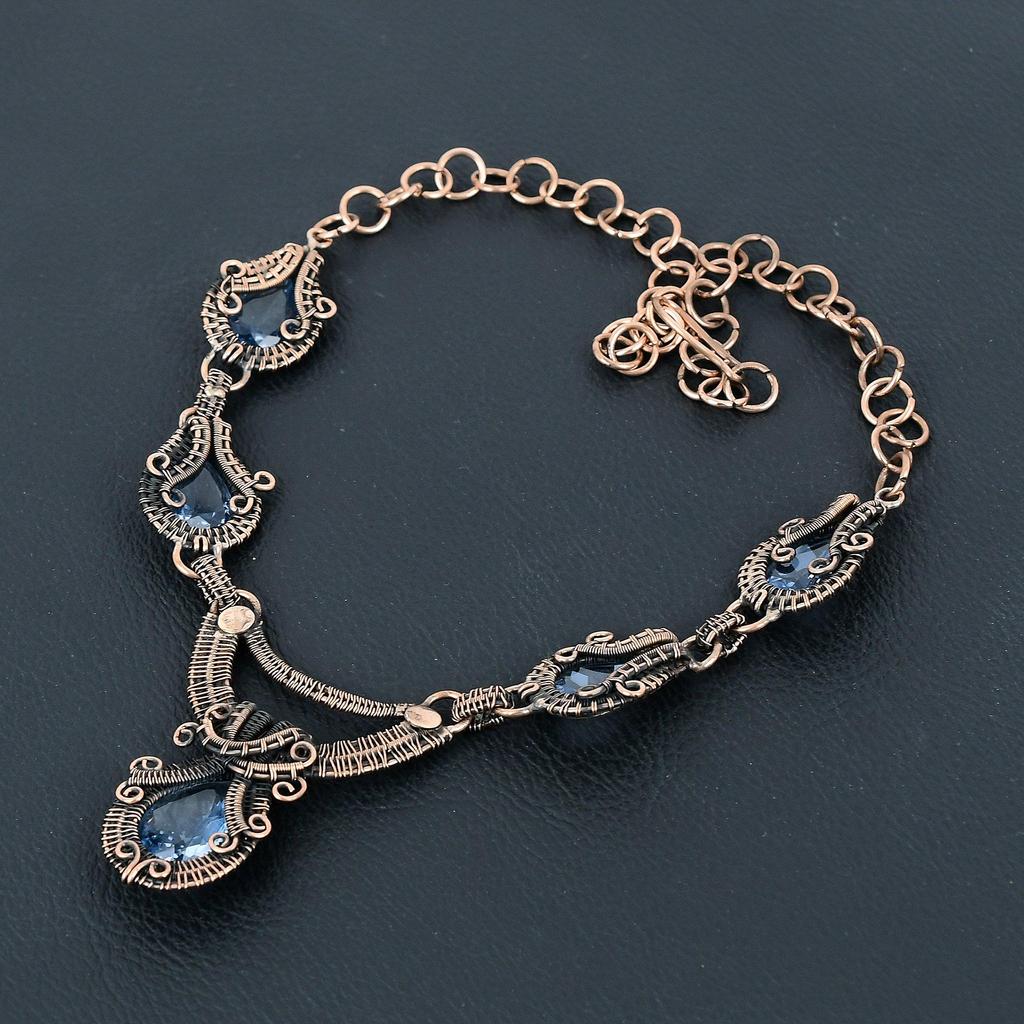 Tanzanite Gemstone Handmade Pure Copper Wire Wrap Jewelry Necklace For Wedding Gift