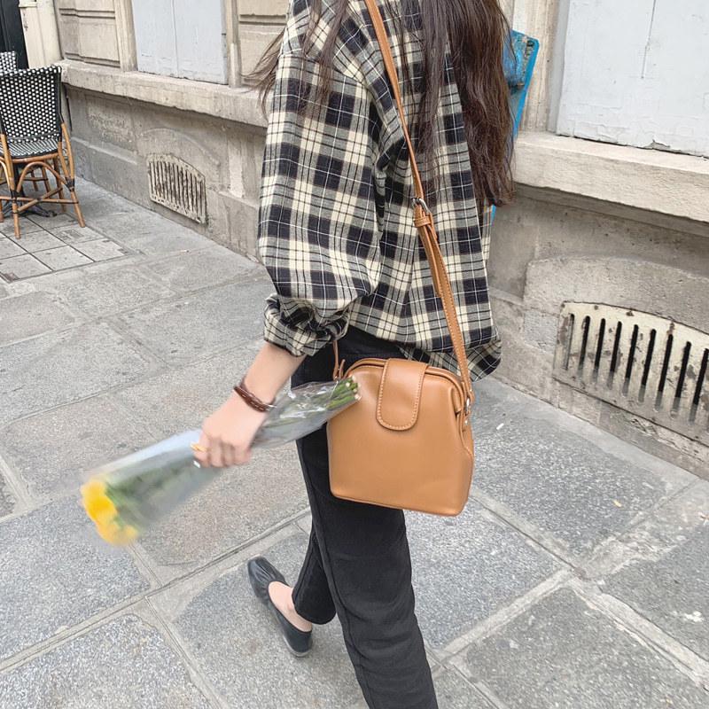 Dongdaemun Retro Minimalist Plaid Wide Sleeve Shirt for Women - Spring/Autumn 2025