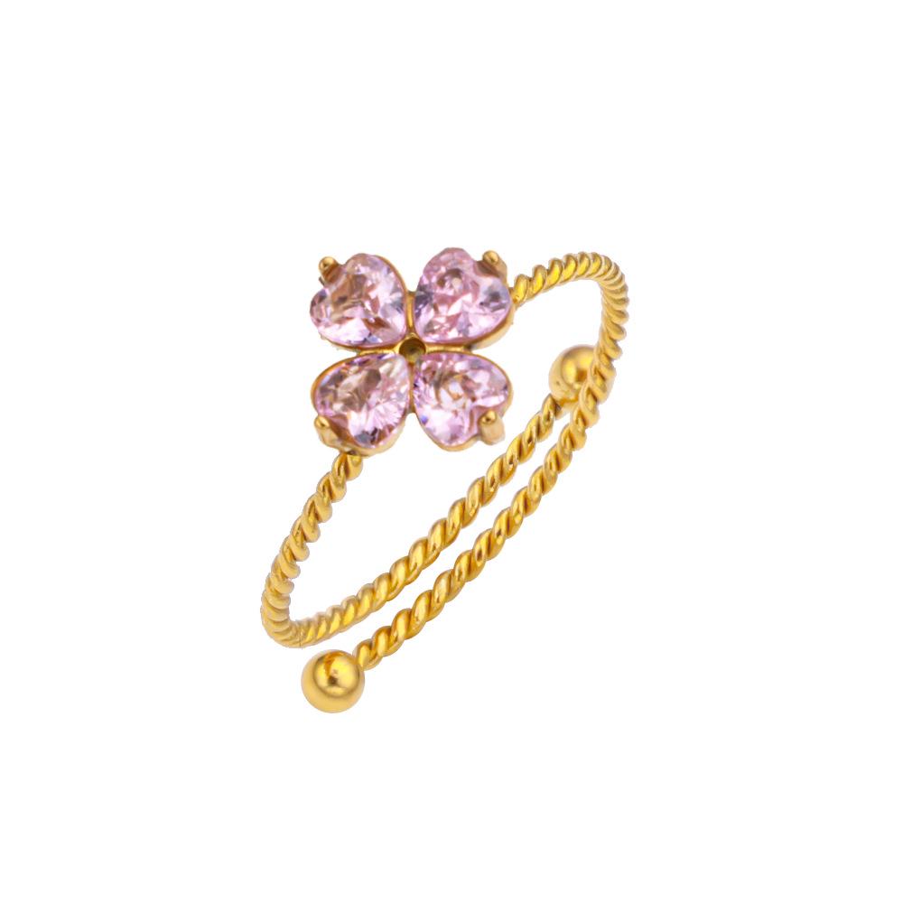 Colorfast Titanium Steel Four-Leaf Clover Ring for Women - Light Luxury, Korean Style, Simple Student Jewelry