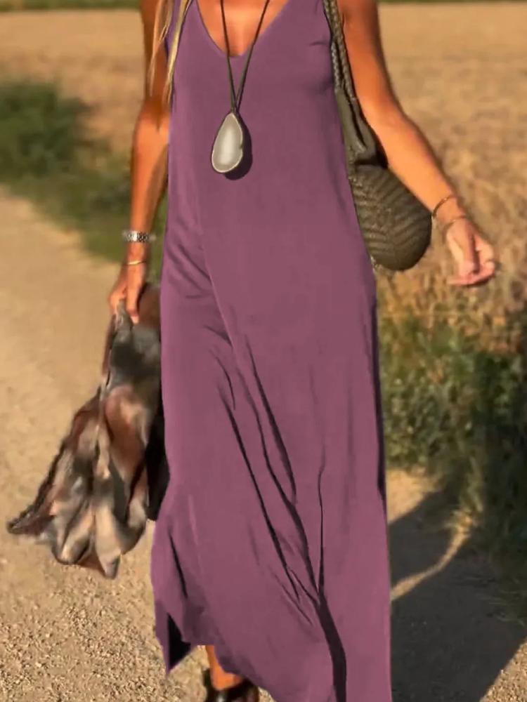 Letní dámské trendy šaty na ramínka s výstřihem do V