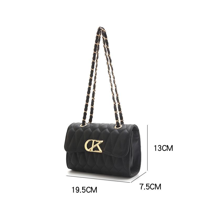 New Niche Textured Women's Bag Versatile Shoulder Messenger Chain Bag Simple Embroidered Diamond Bag