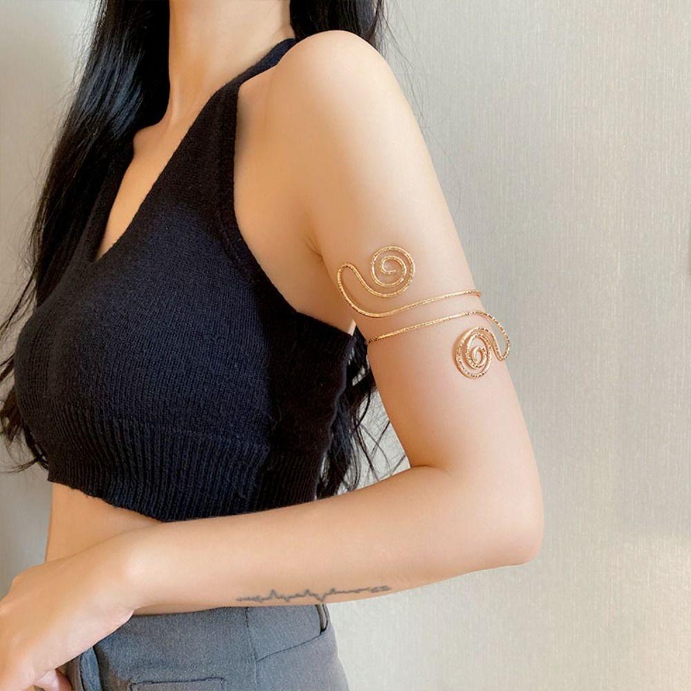 Line Weave Opening Cuff Bracelets Zinc Zinc Alloy Circle Upper Arm Bracelet  Arm Accessories