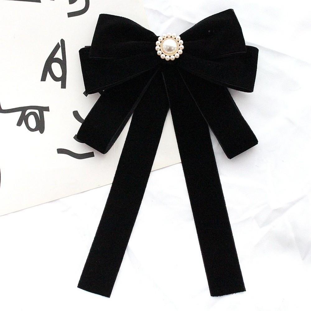 Rhinestones Black Ribbon Pin Velvet Ribbon Badge Brooch Simple Funerals Memorial Pin  Mourning