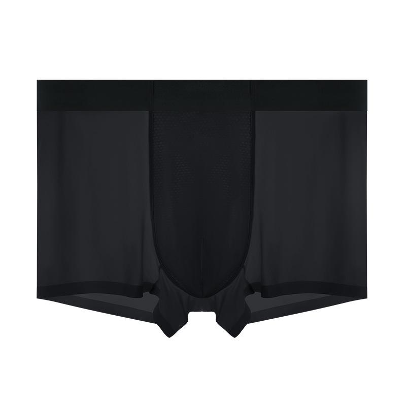 Men's Summer Silk Mesh Antibacterial Breathable Seamless Mid Rise Straight Lined Underwear