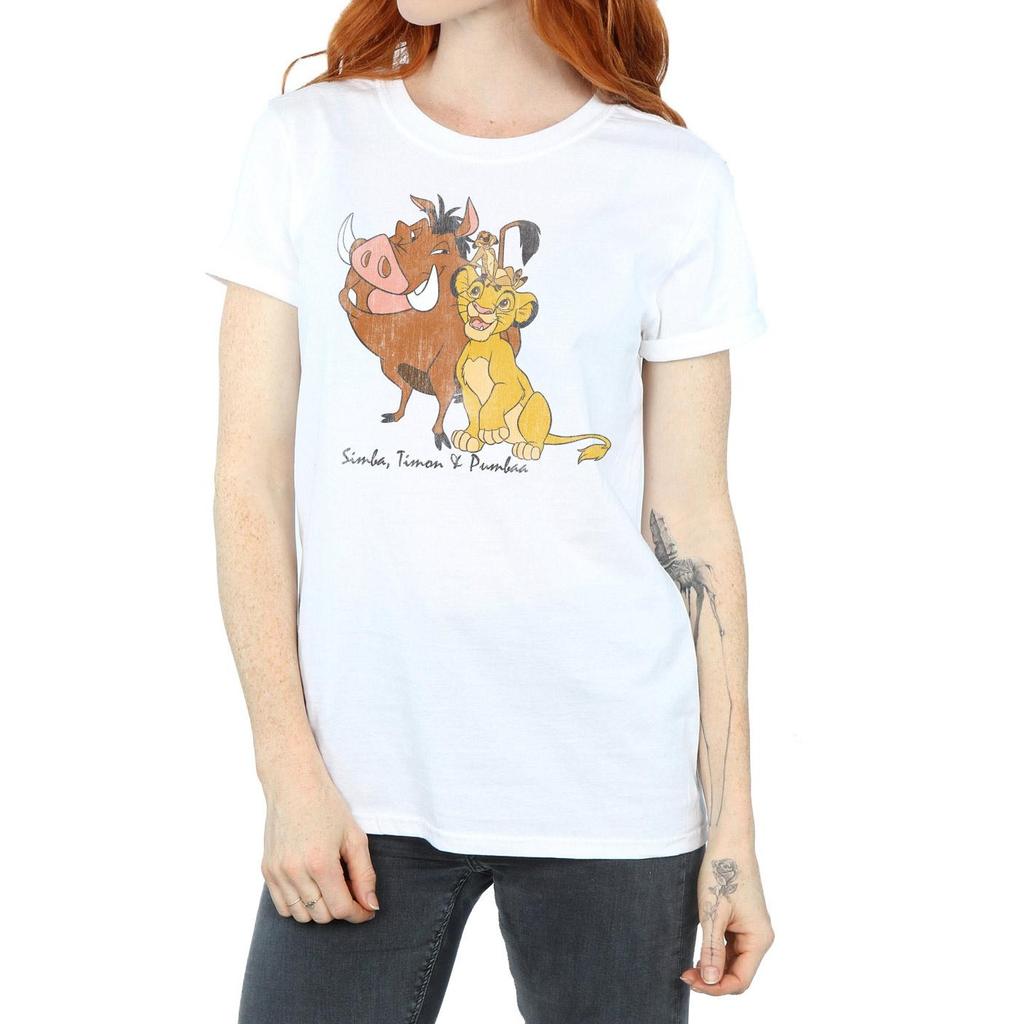 The Lion King Womens/Ladies Classic Simba Timon & Pumbaa Cotton Boyfriend T-Shirt