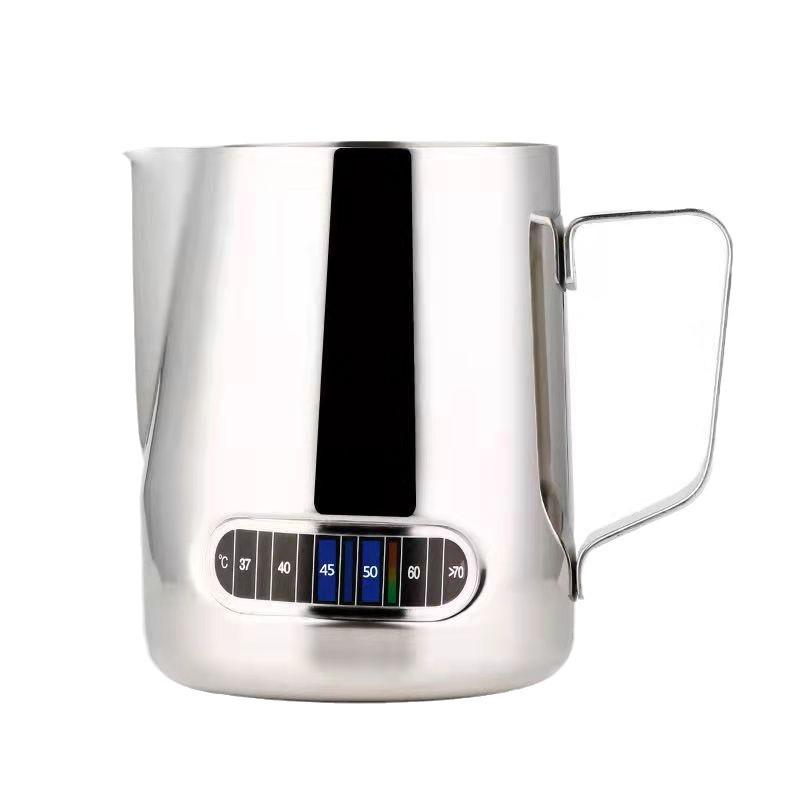 350ml/600ml Stainless Steel Milk Frothing Pitcher with Temperature Display Coffee Frother Pitcher Jug for Latte Art Barista Tool