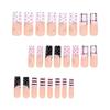 24PCS Press On Nails False Nails 3D Lacquer Bows Black White Polka Dot Stripes Summer Removable Nail Art Nail Tips Fake Nails