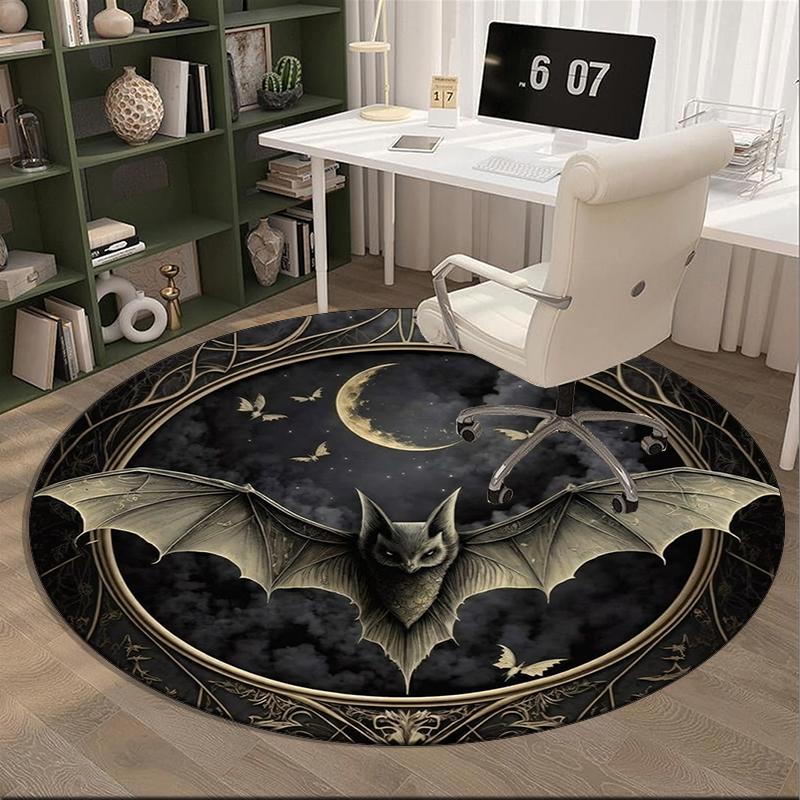 Fantasy Bat Artwork round carpet Chair cushion Round Entryway Rug, Soft Round Rugs for Living Room, Bedroom, Circle Carpet decor gifts