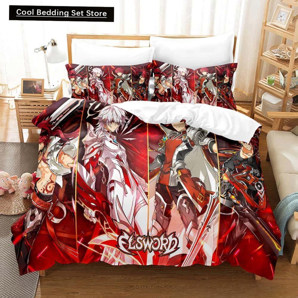 3D Print Anime Elsword Bedding Set Single Twin Full Queen King Size Bed Set Adult Kid Bedroom Duvet Cover Sets For Home Textiles