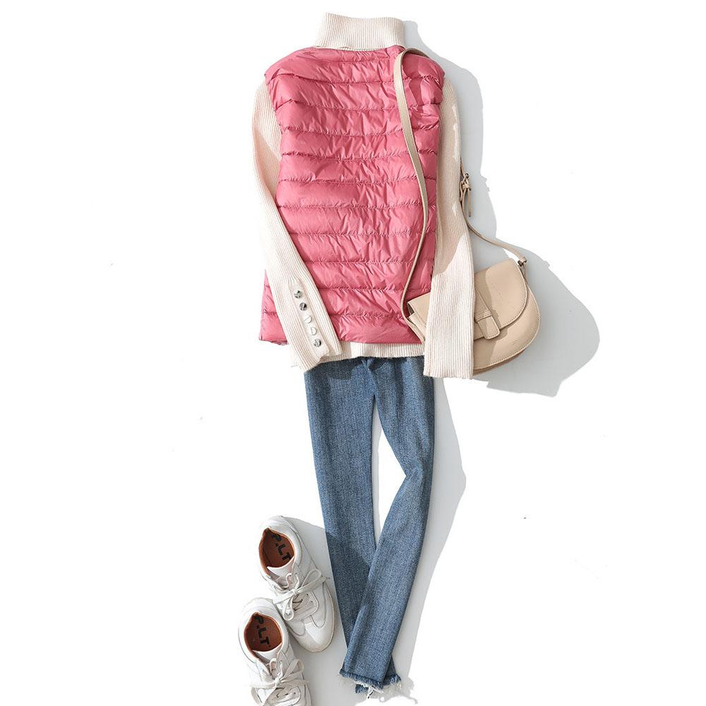 Women Sleeveless Zipper Down Jackets Autumn Winter Liner Keep Warm Ultralight Quilted White Duck Down Female Coat