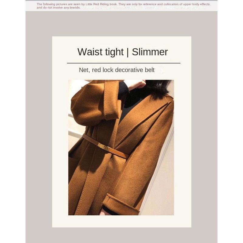 Dámská kožená přezka nastavitelný tenký pásek s šaty v pase Dvouvrstvý oblek z hovězí kůže bunda se zapínáním na pásek