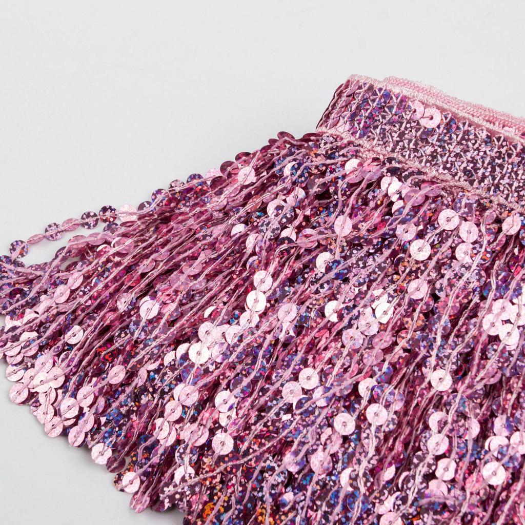 7mm Sequin Tassel Lace for Dance Costumes - 16cm, Autumn/Winter Style