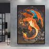 Japanese Classic Anime  Charizard Decorative Painting High Quality Canvas  Modern Home Bedroom Wall Picture Decorative