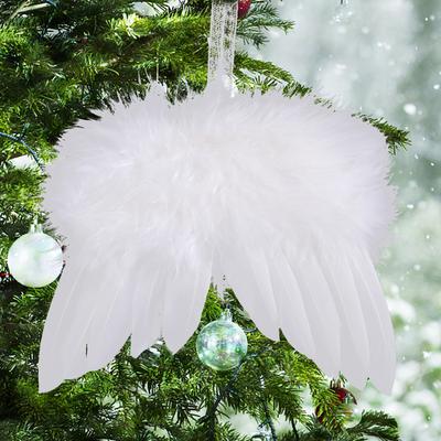 10 peças vintage pena asa decoração de árvore de natal floco de neve anjo pena asa para decorações de festa de natal artesanato faça você mesmo
