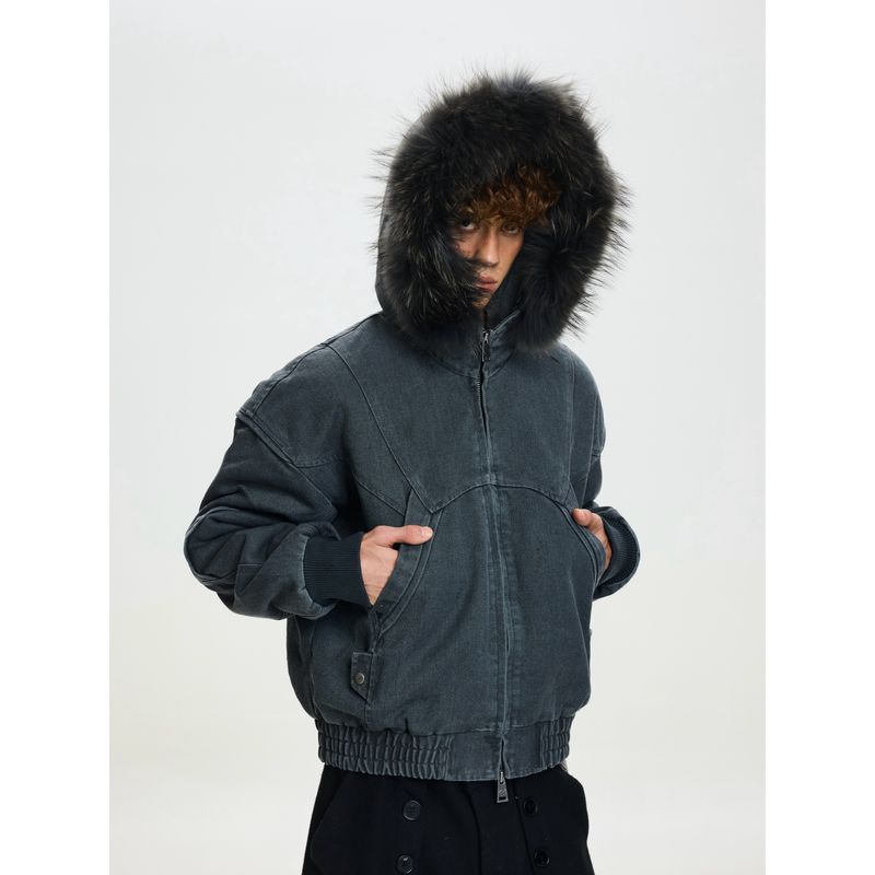 

Cabbage Coke Zuishan Diao Second Generation Fleece-Lined Thickened Jacket for Men, Cleanfit Heavyweight Canvas Washed Cotton Jacket Dark gray 2XL