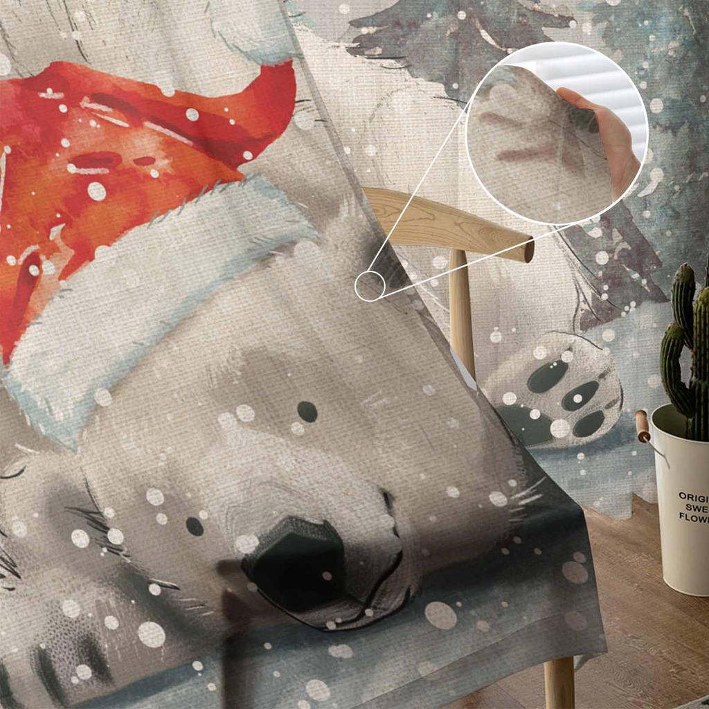 Christmas Snowflake Bear Curtains For Living Room Bedroom Home Decoration Window Voile Tulle Curtain Drapes