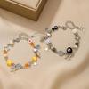 1 Pair Friendship Bracelet Beaded Bracelet Moon Sun Jewelry Alloy Texture Adjustable Beaded Bracelet for Daily and Party