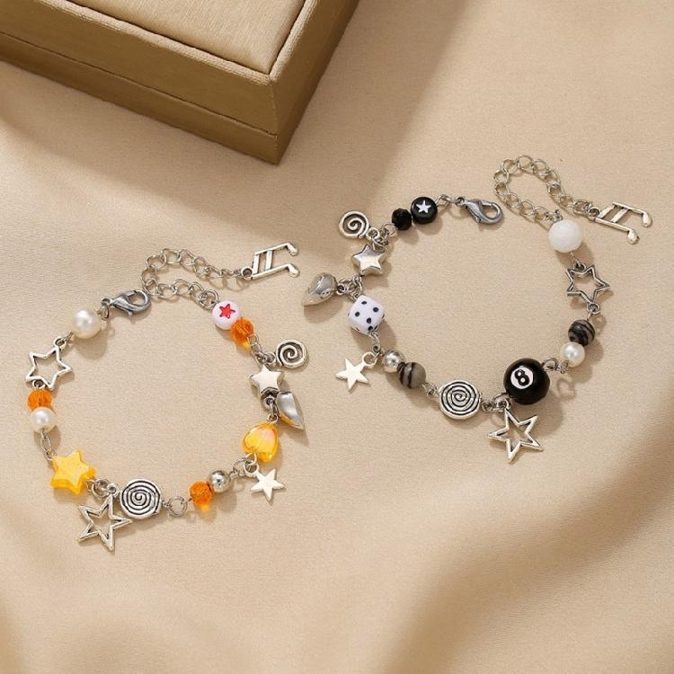 1 Pair Friendship Bracelet Beaded Bracelet Moon Sun Jewelry Alloy Texture Adjustable Beaded Bracelet for Daily and Party