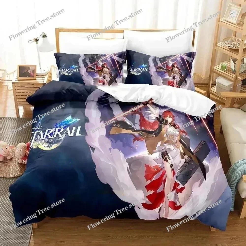 Anime Honkai Star Rail Bedding Set Duvet Cover Bed Set Quilt Cover Pillowcase Comforter King Queen Size Boys Adult Bedding Set