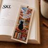 Dialogue with Past Bookmark DIY Stitch Kit for Adults Beginners, Seasonal Cat Handmade Embroidery Kit, Gifts Lovers, Readers Warm Atmosphere