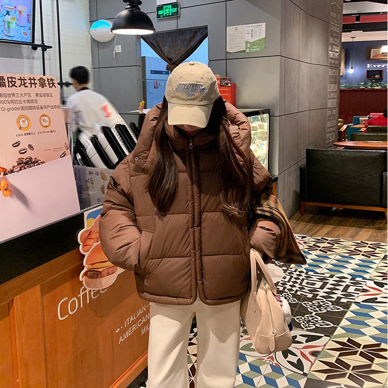 

Short Loose Thick Hooded Puffer Jacket XL кофейный