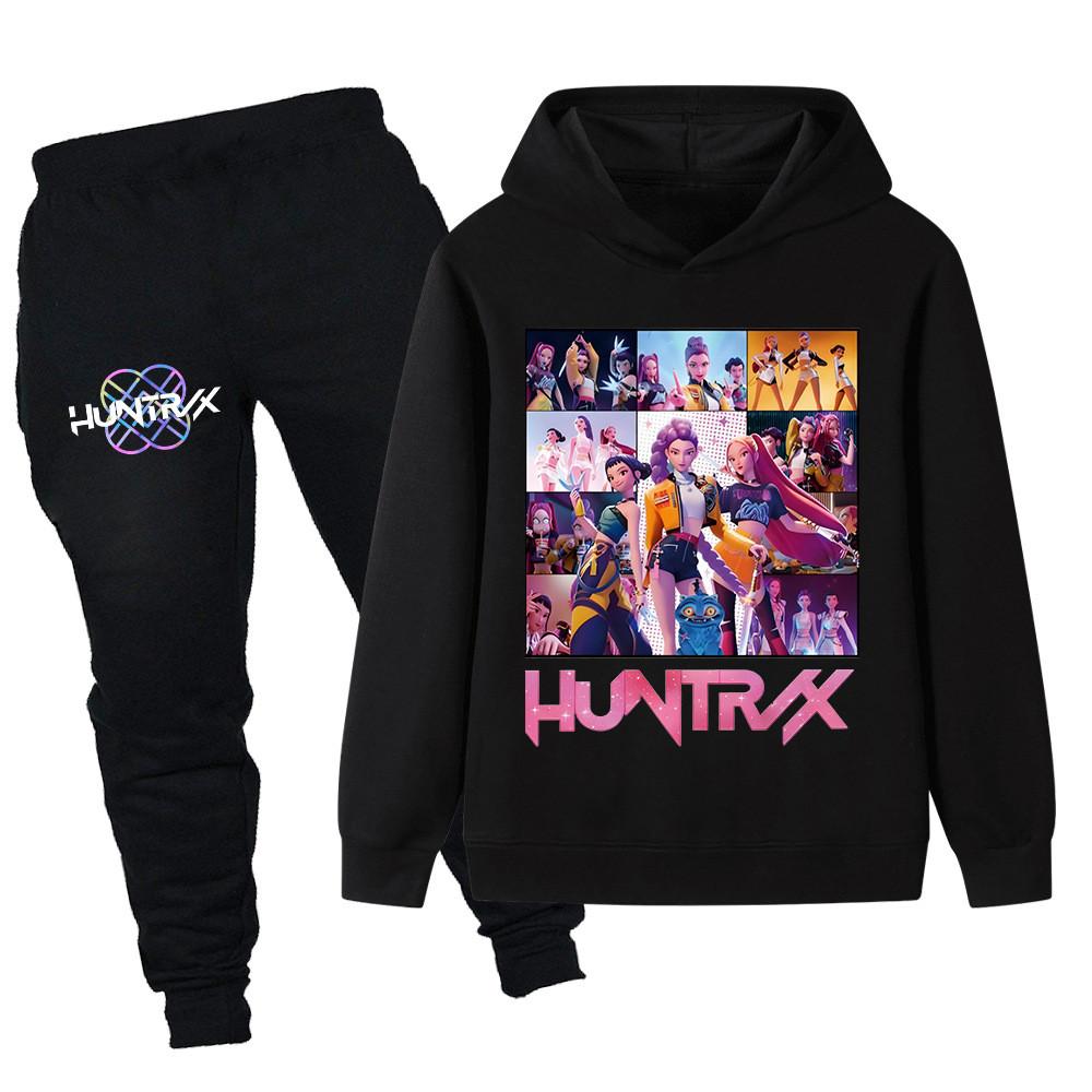 PB1250 Kinder Jungen Mädchen Kpop Mira Zoey Rumi Druck Langarm Kapuzenpullover Hose Hose Kleidung Sets