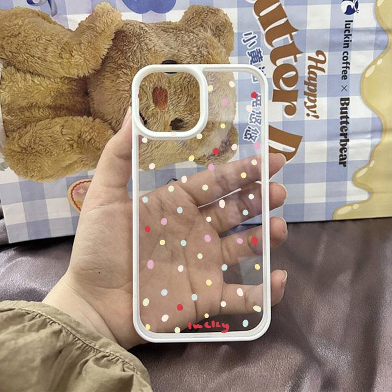 Cute Korean Ins Colorful Polka Dot Mobile Phone Case for IPhone 11 12 14 15 16 Pro Sweet Cool Case for IPhone 13 Pro Max Fundas