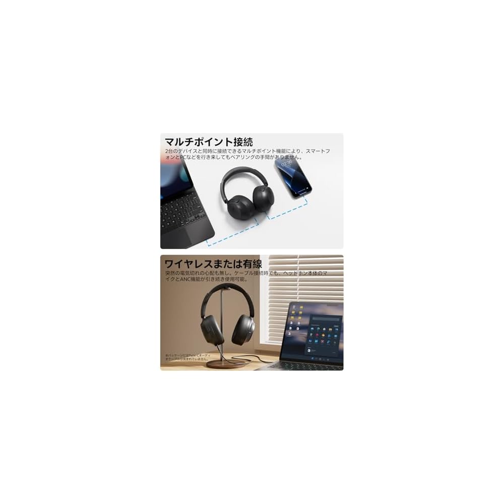 QCY H3S Wireless Headphones Bluetooth 6.0 Noise Cancelling 360° Audio 102 Hour Battery Life Black