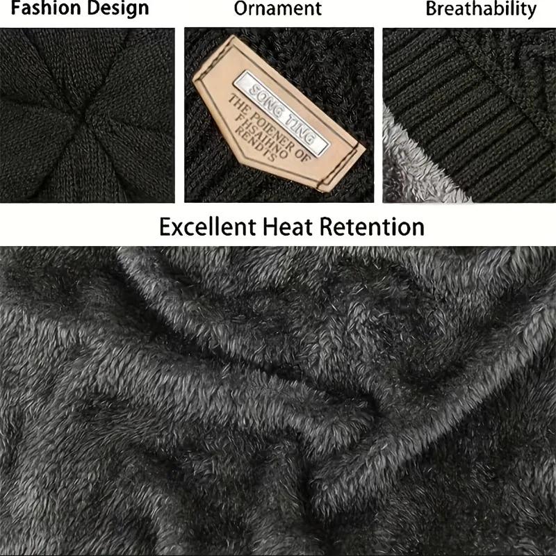 Winter Hats Knit Cap Men and Women Wool Hat Coral Fleece Scarf Outdoor Riding Hat Warm Thickening Plus Wool Neck Protect Cap
