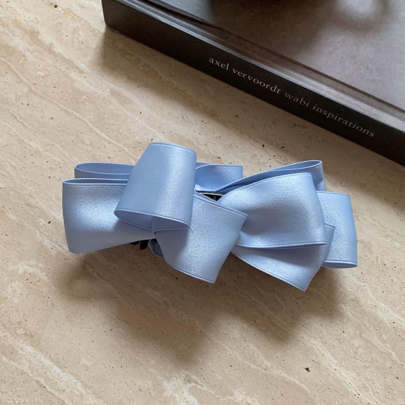 

Высокий хвост вертикальный зажим заколка для волос высококлассные аксессуары для волос для женщин ретро атласный бант заколка-банан шпилька затылок синий