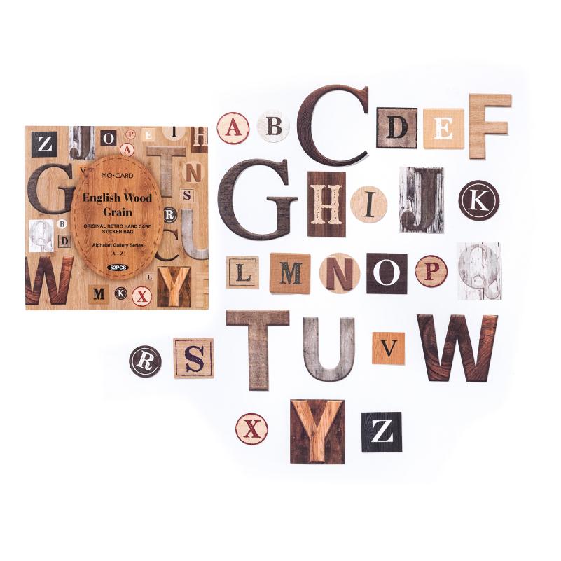 

6 Style 52pcs Retro English Letter Sticker Creative Decoration DIY Junk Journal Scrapbooking Material Planner Aesthetic Supplies