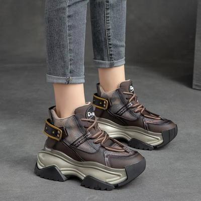 GKTINOO Genuine Leather Mixed Colors Sneakers 2024 New Casual Winter Plush Women's Shoes Thick Sole Retro Sports Shoes