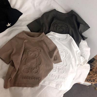 Children's T-shirt Embossed Bear Korean Children Three-dimensional Embossed Soft Cotton Short-sleeved T-shirt Men's and Women's Baby Casual Shirt