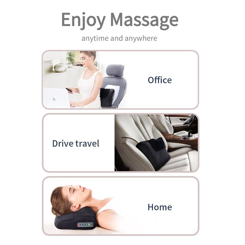 Electric Kneading Shiatsu Massage Pillow Inftared Heating Neck Massager Massage Cushion for Back Waist Body Health Massageador Relaxation