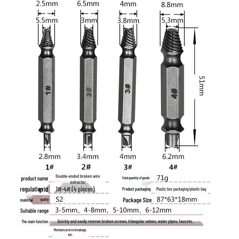 Double Head Screw Extractor & Removal Tool