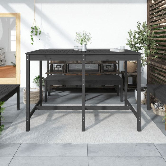 VidaXL Table de jardin gris 159,5x82,5x110 cm bois massif de pin 824097