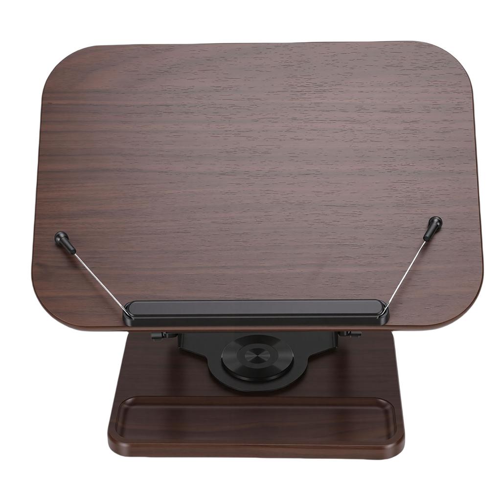 Multifunctional Book Stand Foldable Reading Display Holder with 360 Degree Rotating Base Pen Slot Elastic Page Clips