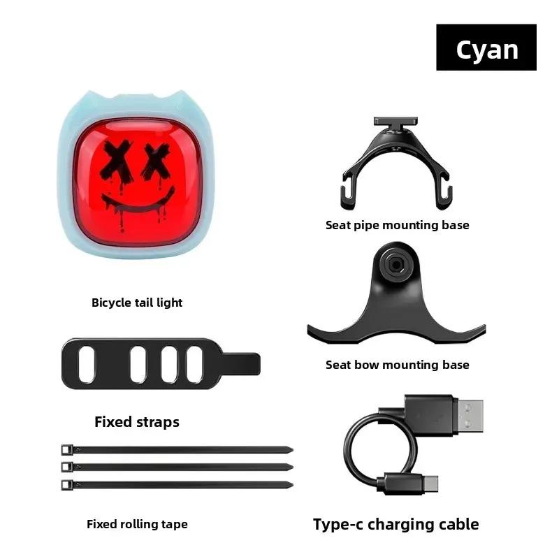 Long Range Bicycle Sensor Taillights with Creative Warning Patterns Night Riding High Visibility Safety Light Personalized