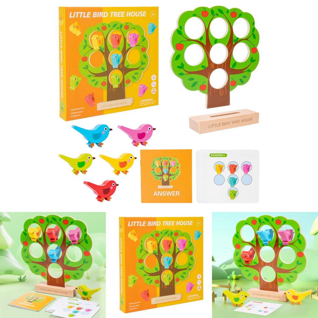Wooden Birdhouse Puzzle Toy For Kids Educational Brain Teaser And Color Recognition