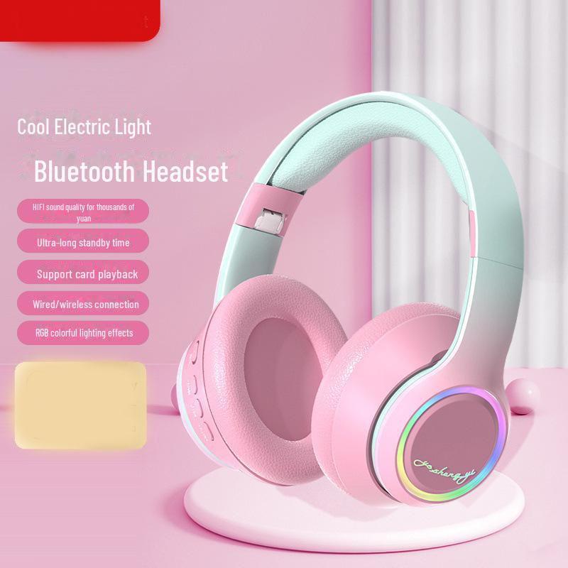 

Модные градиентные наушники-кошачьи ушки с беспроводным Bluetooth и глубокими басами