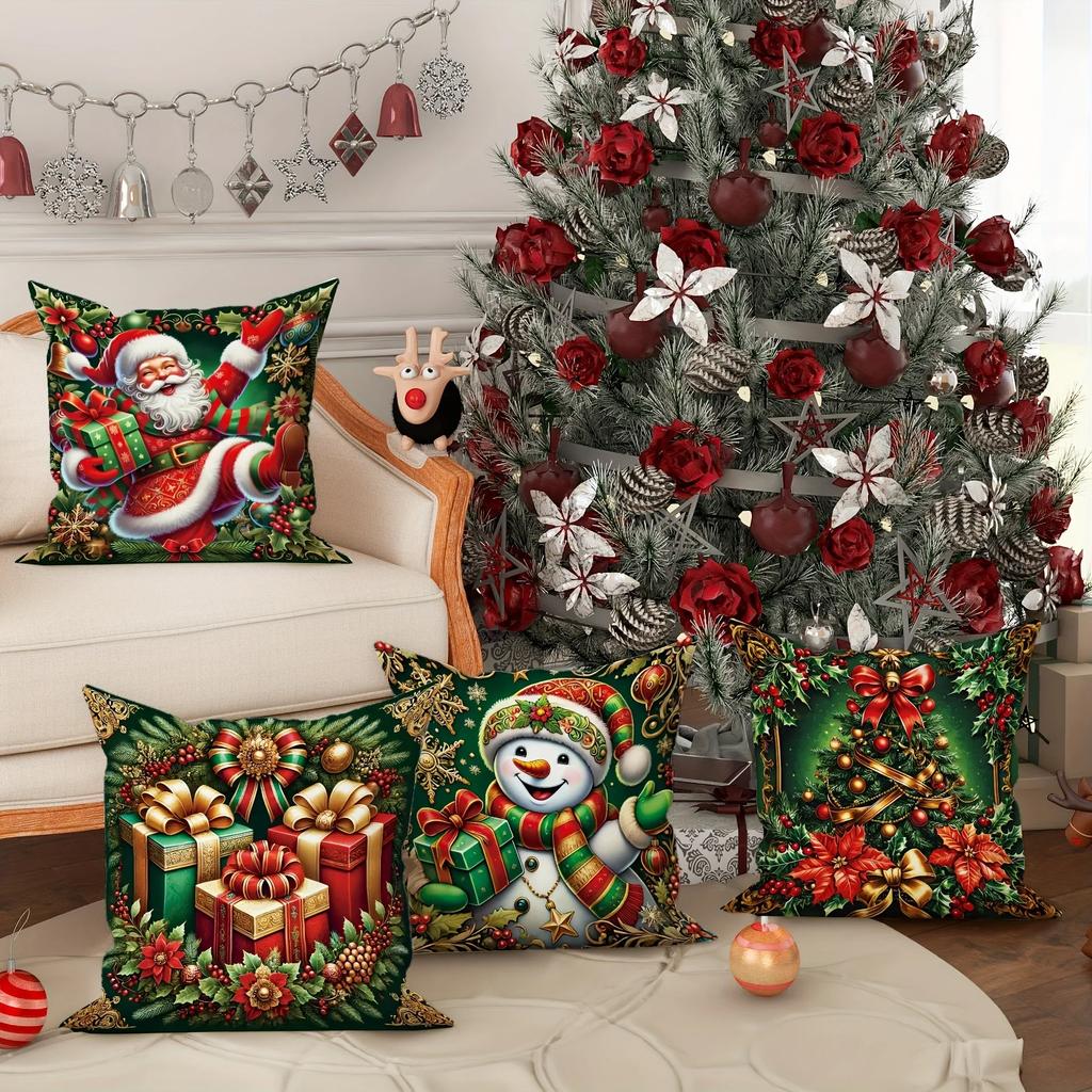 Christmas decoration Pillowcase Merry Christmas New Year Gift Santa Claus Gift Box Snowman Pillow Cover Home Sofa Cushion Cover